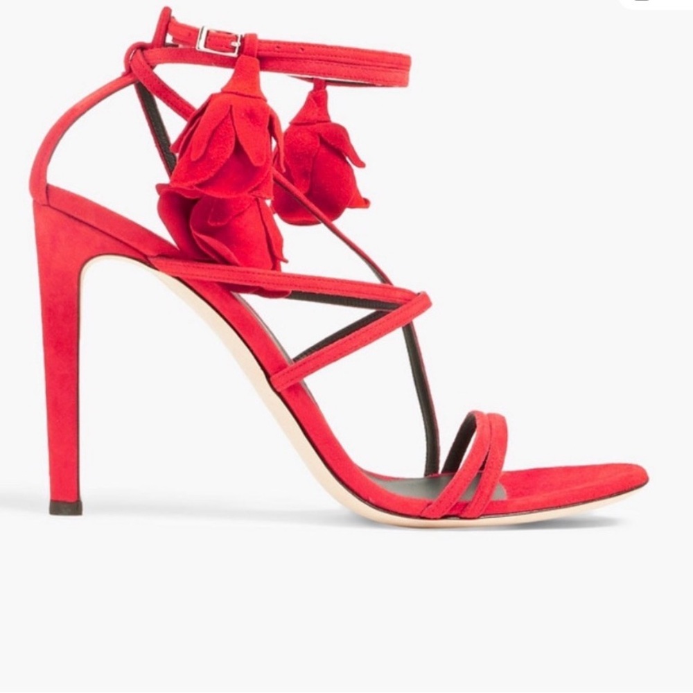 Giuseppe Zanotti Danse du Feu Floral-Appliquéd Suede strappy heels